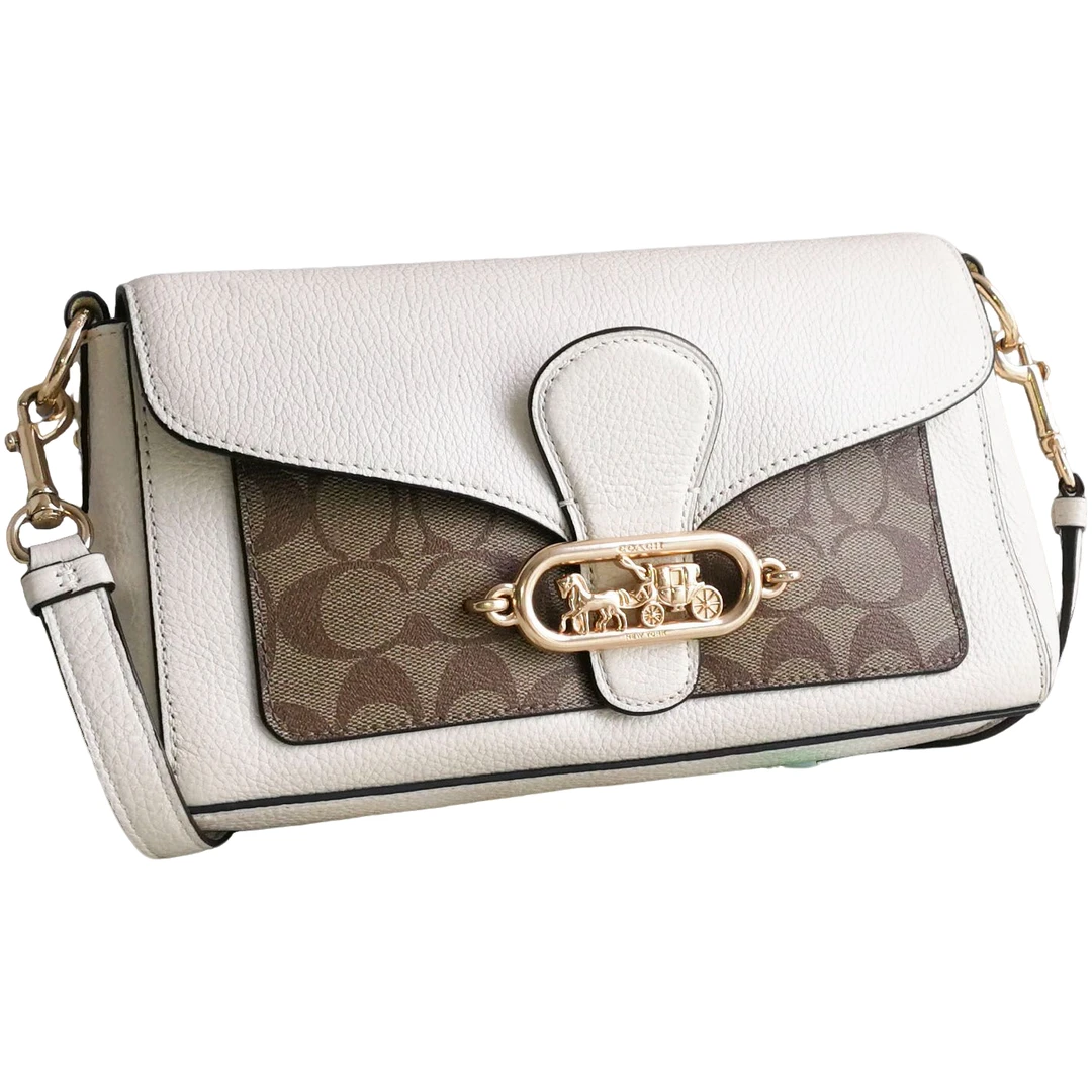 95新  coach  白色马车标单肩包 063004