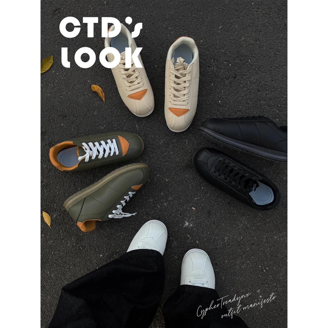 CTD秋冬复古圆头休闲板鞋增高系带小众潮流男鞋低帮百搭潮鞋时尚