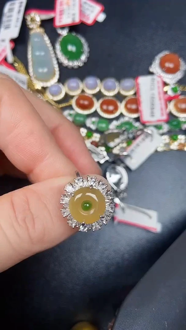 银S925镶嵌戒指翡翠2620