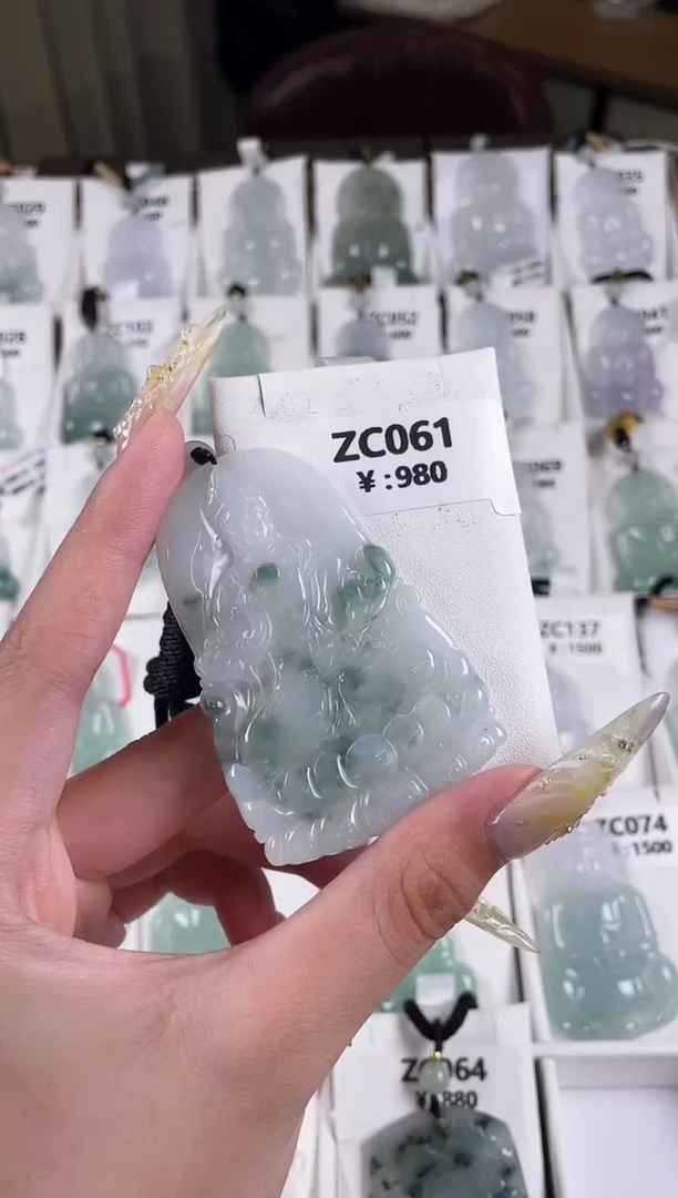 颈饰未镶嵌翡翠ZC061虚空藏菩萨+孤品+送同款绳子