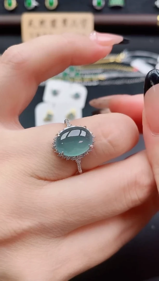 银S925镶嵌戒指翡翠1