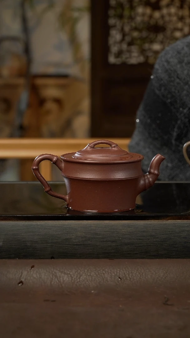 茶壶紫砂25 竹节 紫泥 180cc