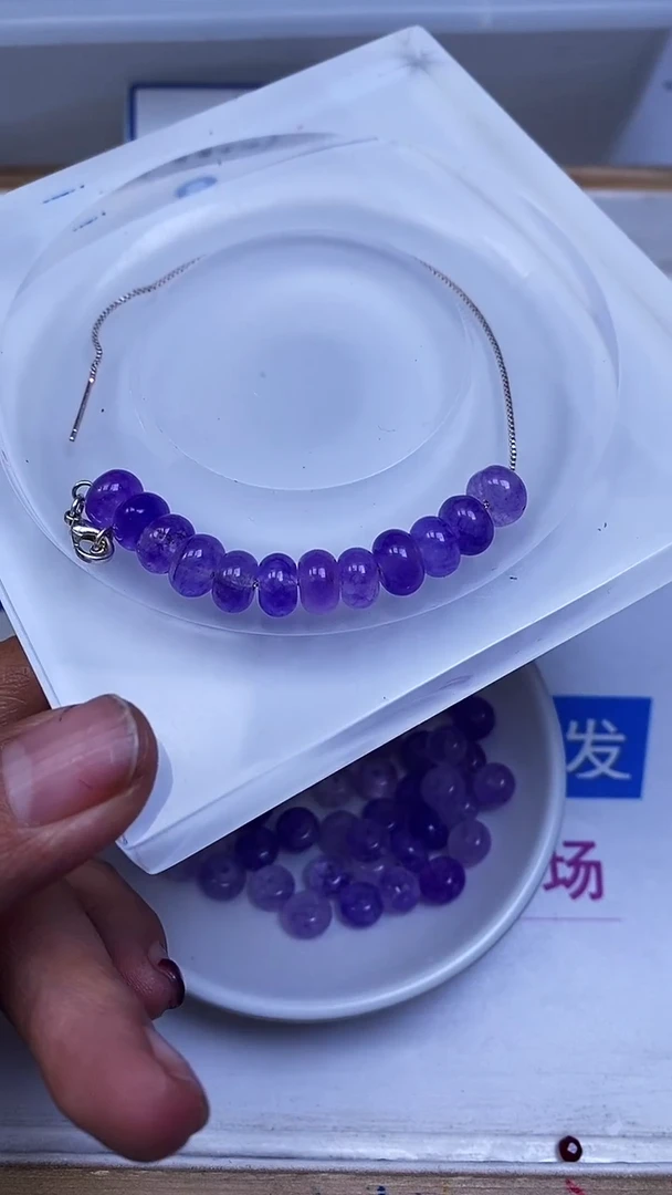 未镶嵌散珠碧玺A1567 冰紫碧玺算盘5×8mm20个6.9元