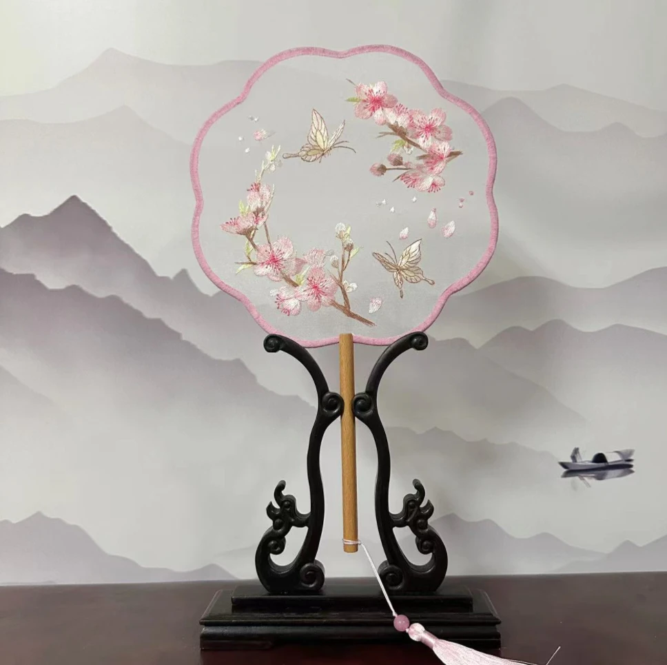 63 蝶恋花 满边绣双面绣苏绣团扇非遗传承