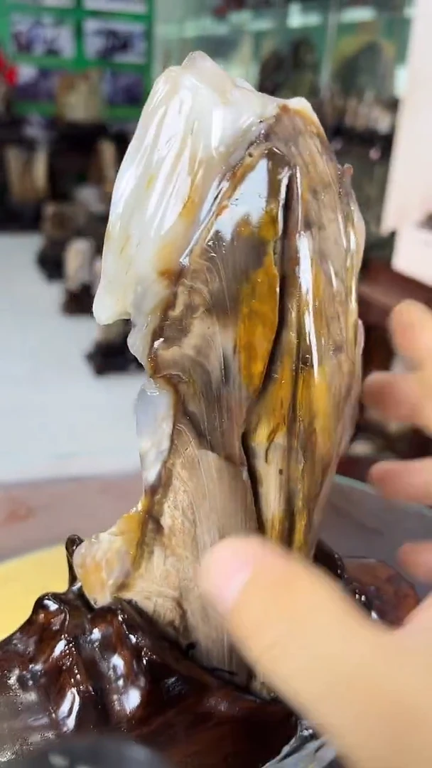 缅甸天然树化玉摆件