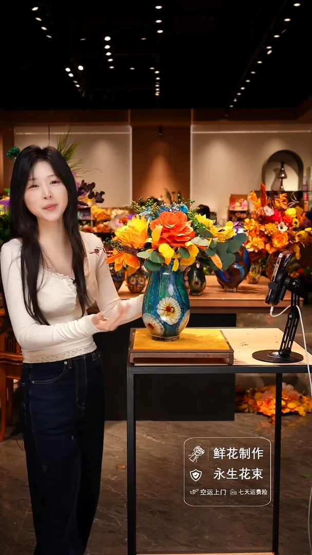 手工艺品琉璃手工花器花束空运包邮送货上门-以图片为准