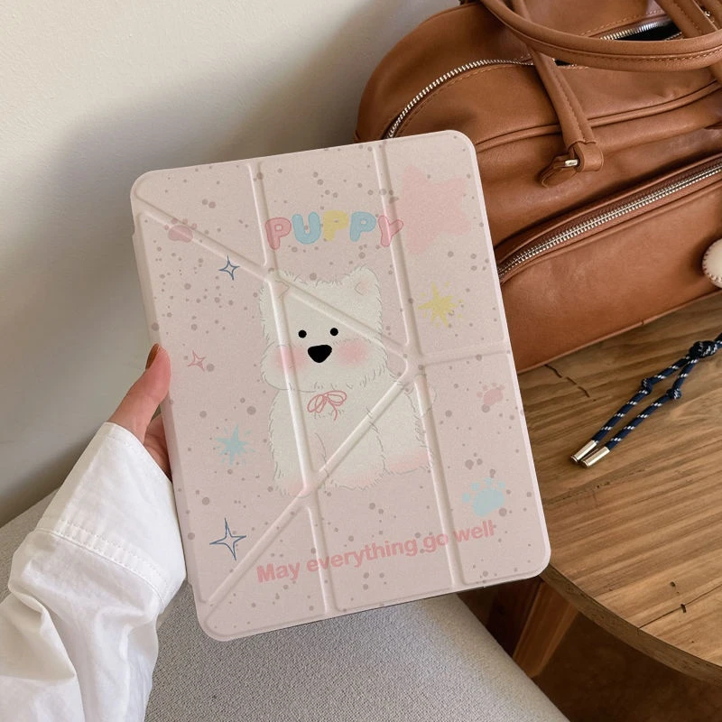 粉色小狗适用苹果iPadA162025平板保护套2511寸华为平板壳小米pad
