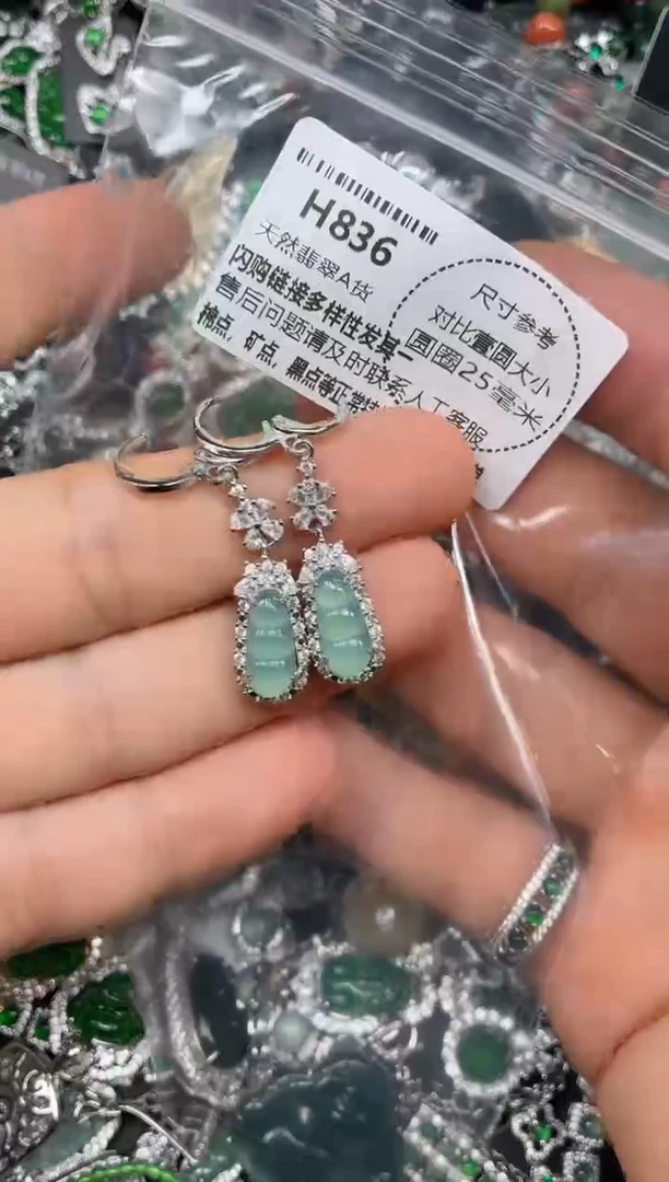 颈饰未镶嵌翡翠H836耳扣