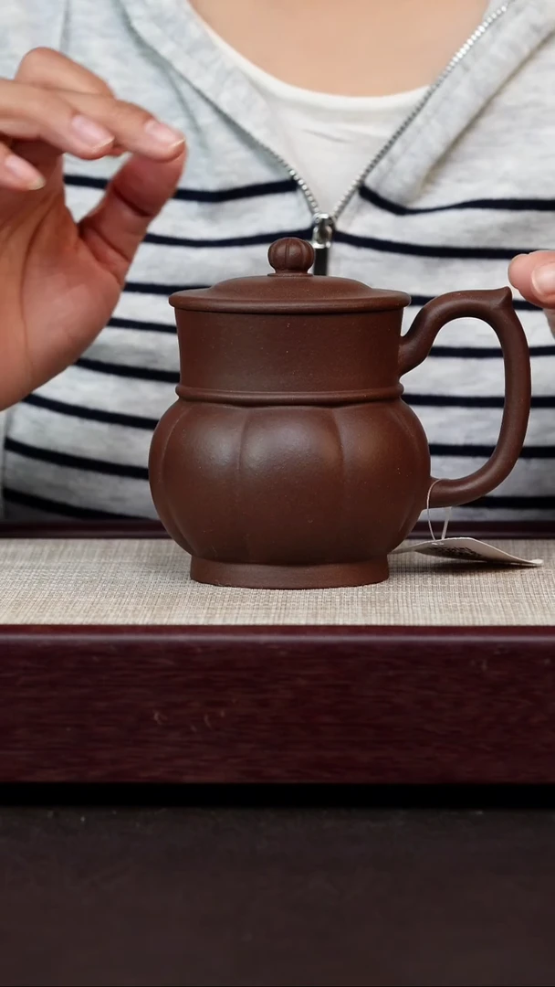 茶杯紫砂老紫泥莲花宫灯盖杯