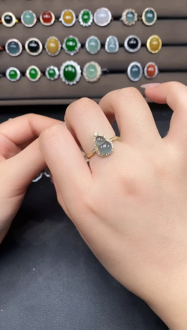 银S925镶嵌戒指翡翠58735