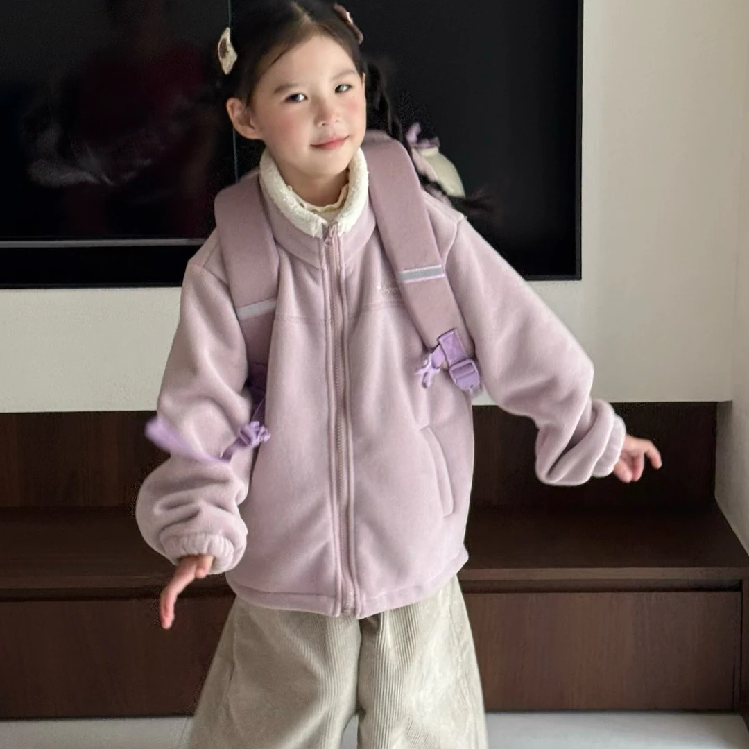 【现货】女童加绒外套儿童加厚棉服2025新款洋气网红中小童保暖冬装