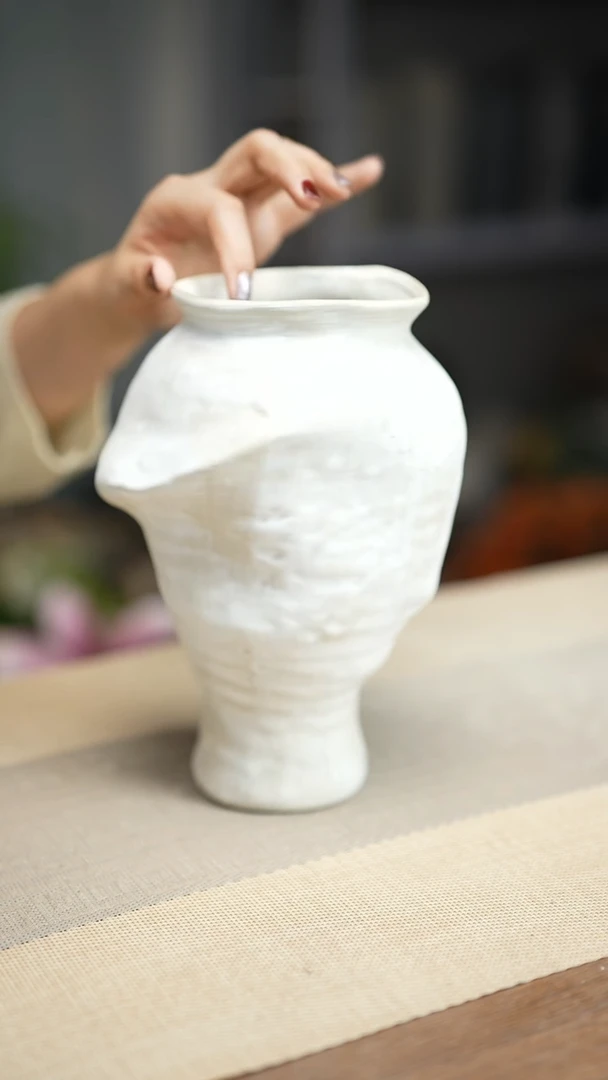 花器陶瓷花瓶手捏瓶003