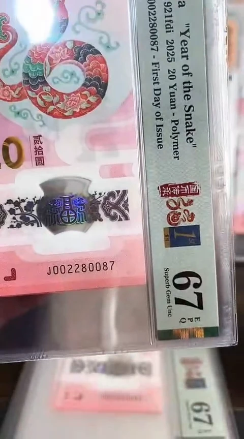 【闪购商品】塑料蛇钞PMG67单张号码002280087