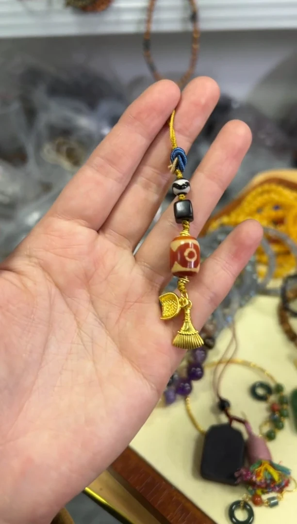 【闪购商品】玛瑙/玉髓颈饰未镶嵌红肉三眼玛瑙珠挂件[3596]