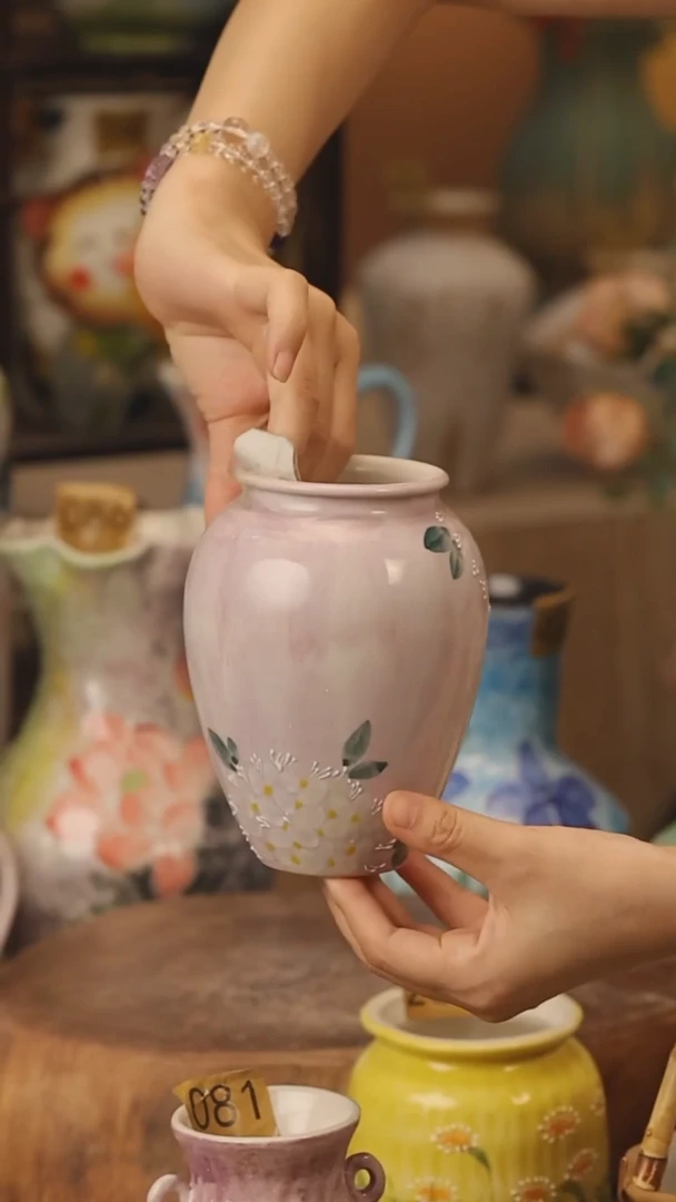 陶瓷172景德镇设计师手作花器摆件侘寂风
