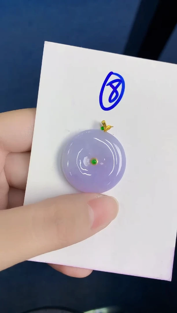 颈饰18K金镶嵌翡翠天然翡翠缅甸A货