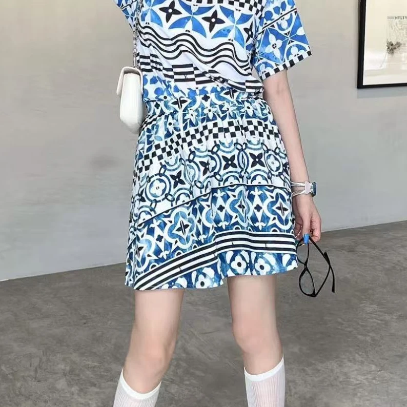 未使用 LouisVuitton/路易威登 蓝白万花筒满logo半身裙/36