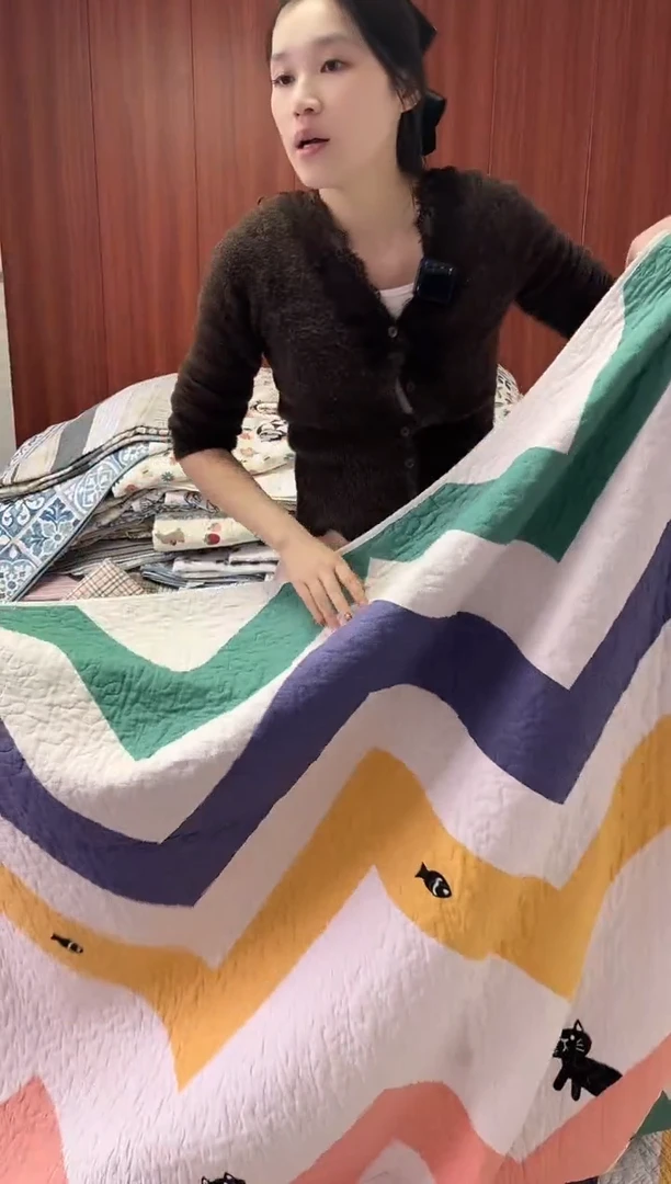 棉200*220双面斜纹白底黑猫