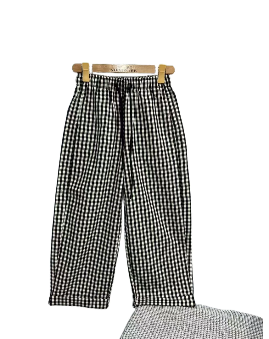 8563  格子  口袋  气质  时尚  舒适  简约  休闲裤