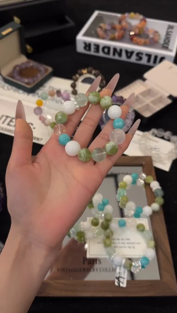 未镶嵌手链水晶绿色系多宝x3330