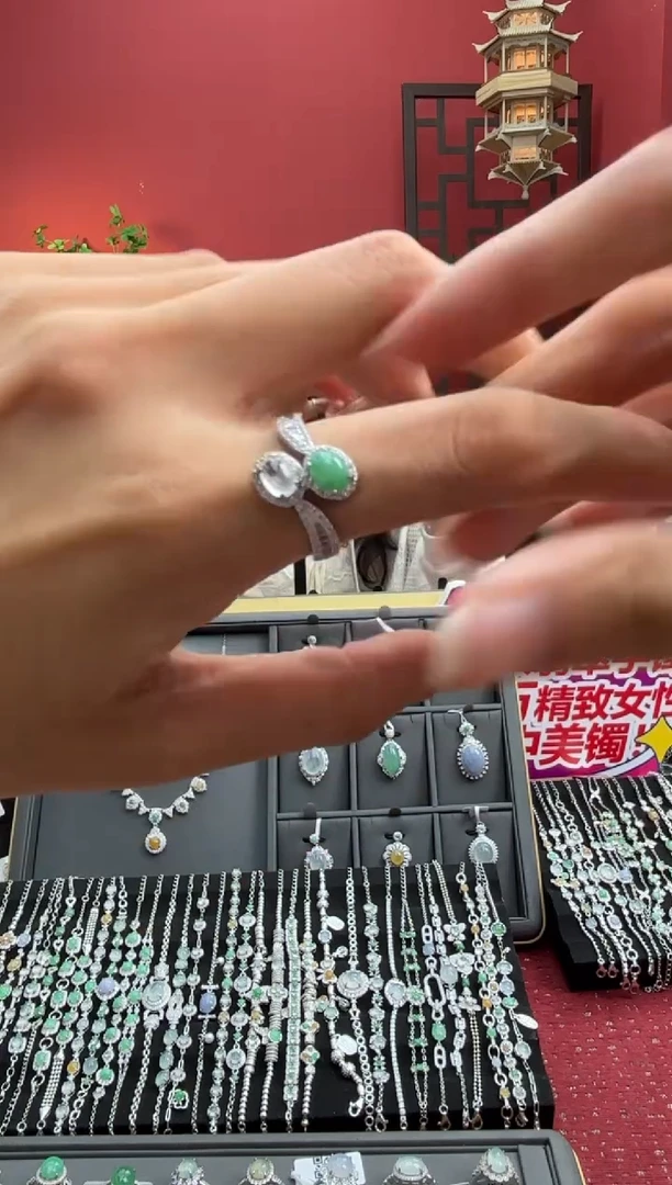 银S925镶嵌戒指翡翠002266R