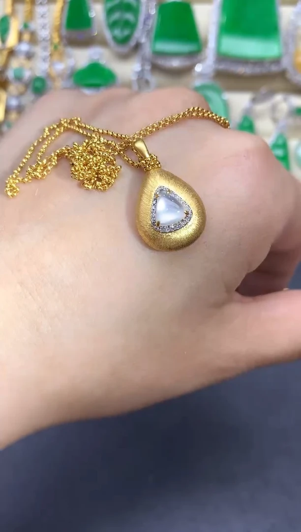 翡翠18K金镶嵌颈饰455-中国好珠宝