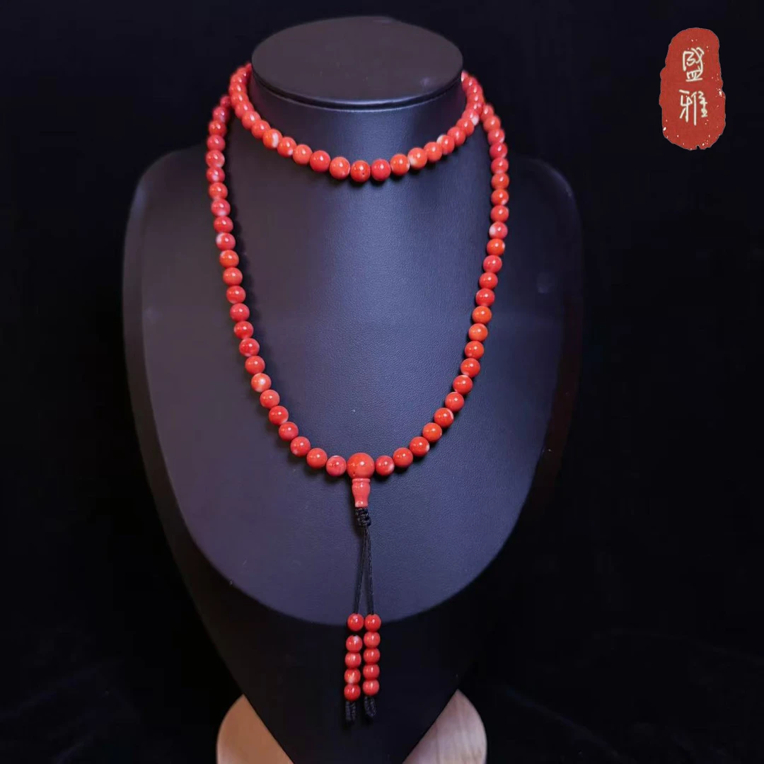 【瑶瑾-momo】108珠天然珊瑚制品多圈手串/项链7mm➕27018