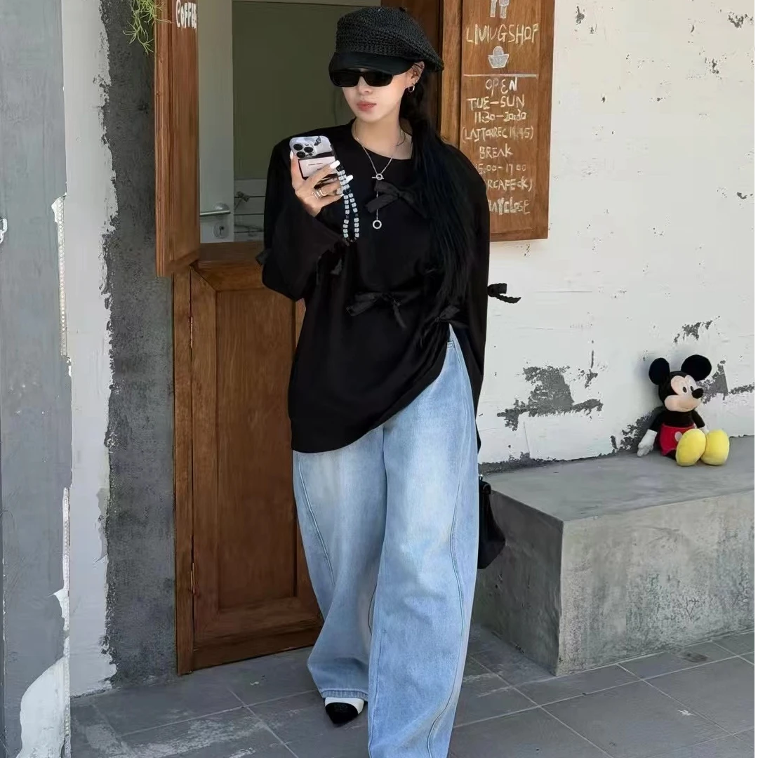 宠儿【2025春夏财神韩版4色蝴蝶结长袖防晒体恤】