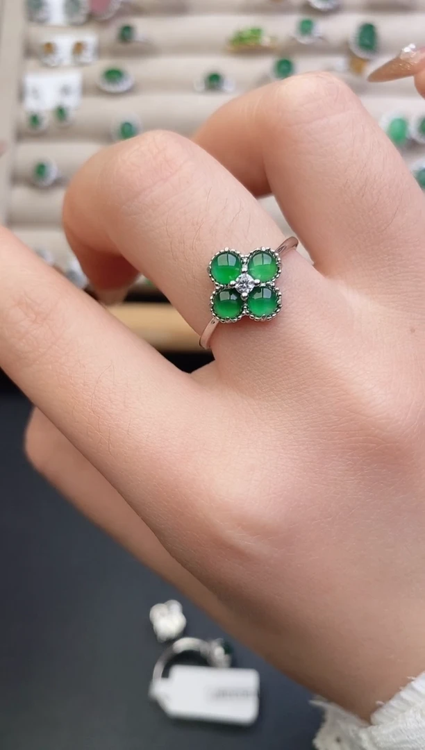 银S925镶嵌戒指翡翠0