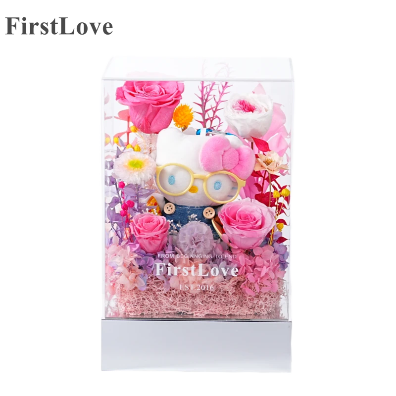 FirstLove玩偶花园永生花亚克力礼盒七夕情人节创意生日告白礼物