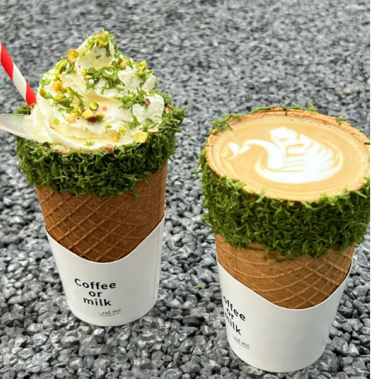 饼干杯可食用奶茶咖啡蛋糕脆皮咖啡杯280ml商用原料咖啡杯