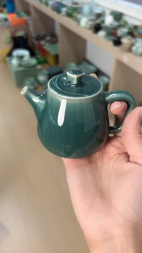 龙泉云间青瓷金***红小米茶器