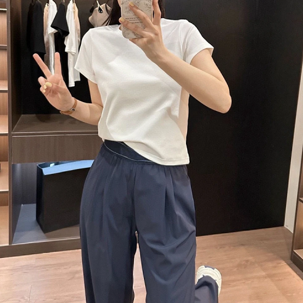 【简约字母修身T】女士夏季高级感休闲百搭短袖上衣