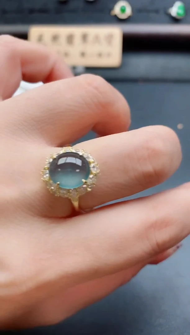 银S925镶嵌戒指翡翠1