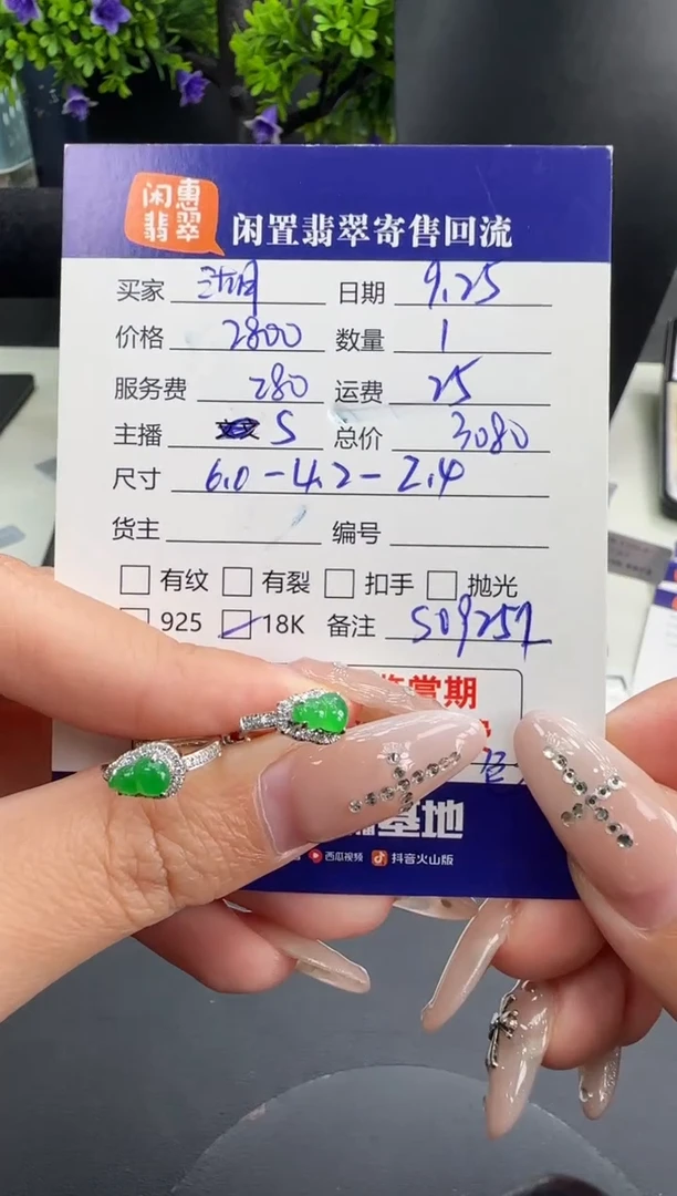 18K金镶嵌翡翠耳饰湖****家翡翠耳饰