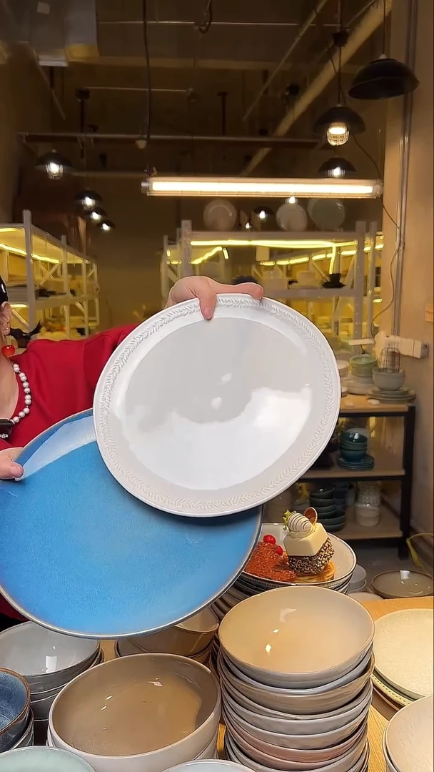 瓷76十寸外贸尾货窑变釉下彩默认微瑕