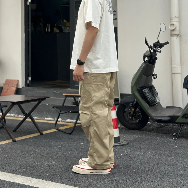 LIGHTEYES春夏新款多宽松直筒水洗多口袋简约男工装裤休闲裤5353