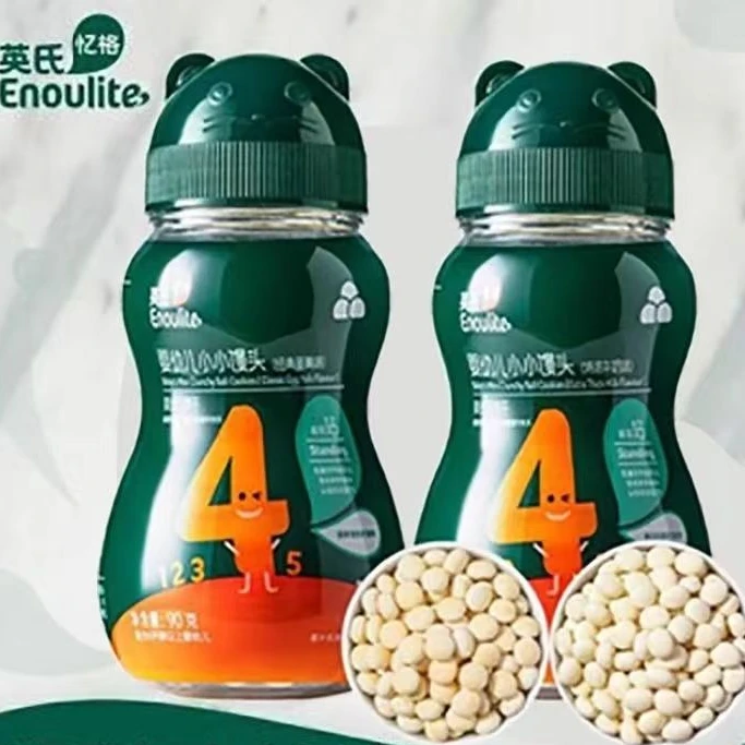 英氏小小馒头宝宝营养零辅食罐装奶豆牛奶味蛋黄味入口易化90g/罐