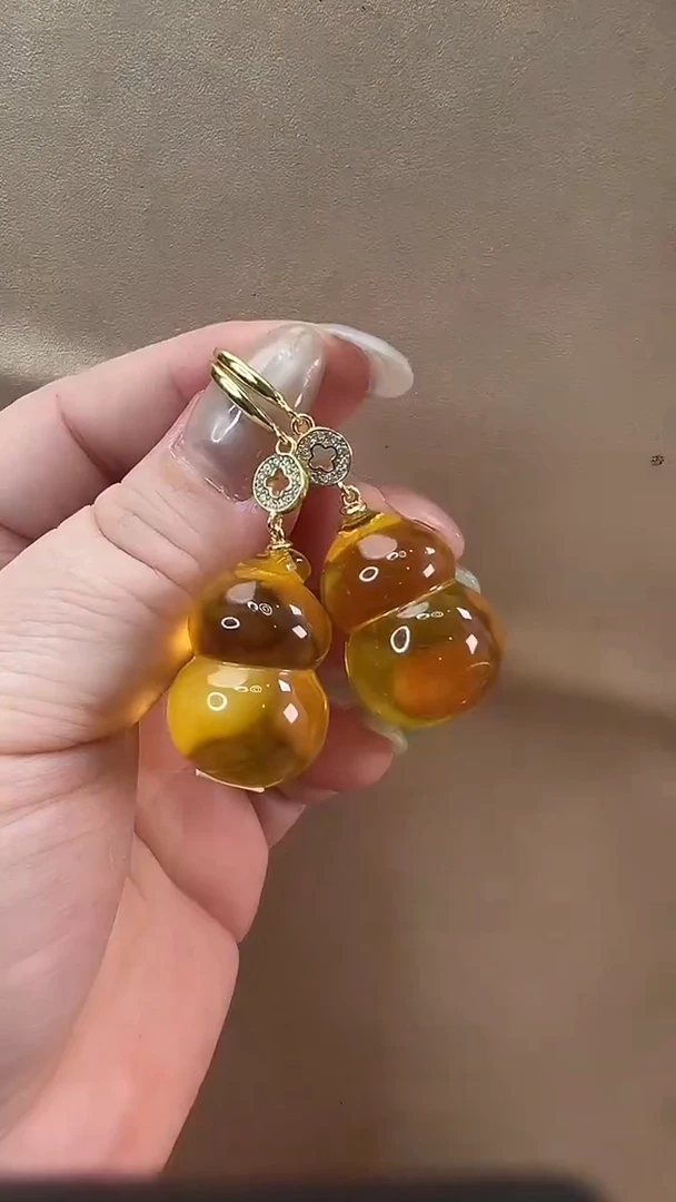 未镶嵌琥珀耳饰耳环