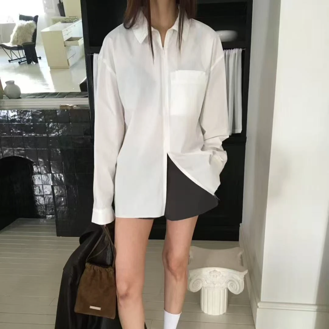 Breathe新款白色外套式衬衣衬衫宽松长袖上衣韩国东大门no退换