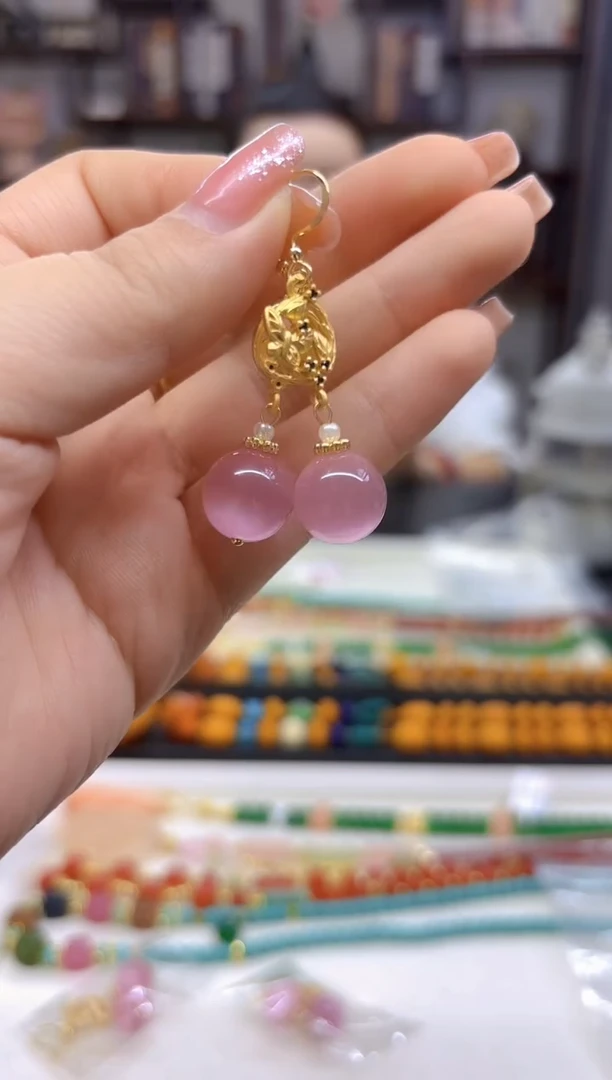 【闪购商品】碧玺猫眼耳饰14K金镶嵌E716