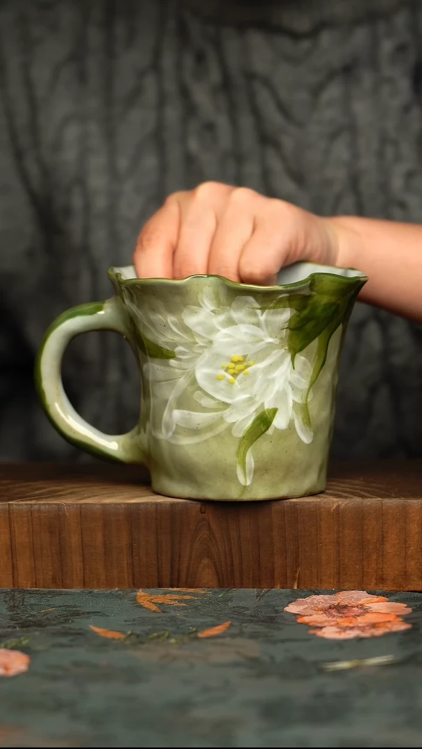 杯釉下彩手工手绘同款陶器