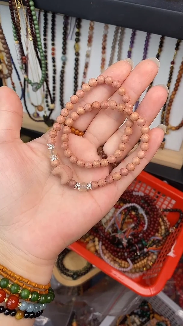 柏木手串/手链6mm血柏小月亮双圈