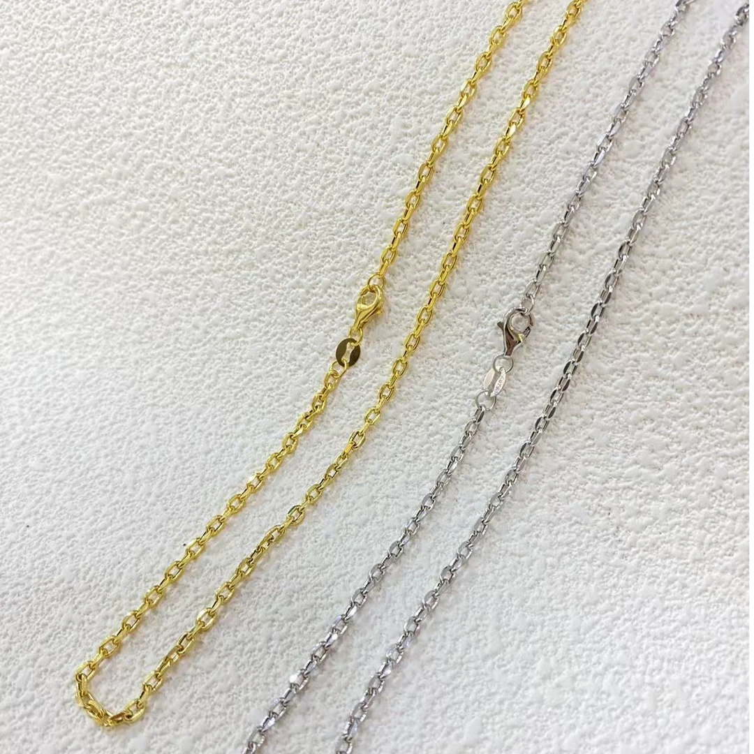 【48小时鉴赏】18k金意大利进口十字卡家链/时尚百搭简约极简素链