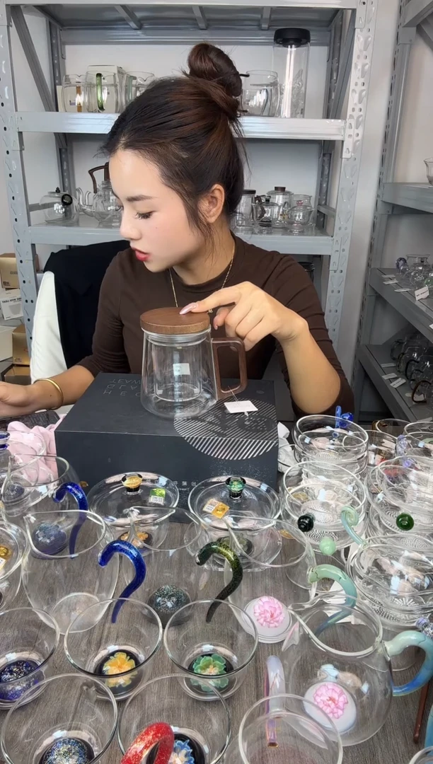 手工艺品玻璃禾器  木笙杯