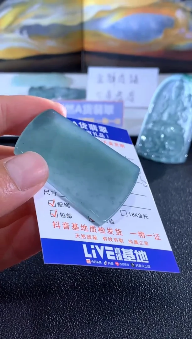 翡翠未镶嵌颈饰无事牌