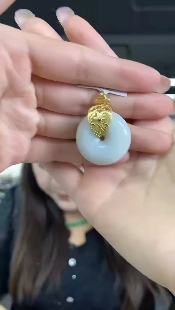 和田玉银S925镶嵌吊坠(不含链)多样性发其一颜色微差