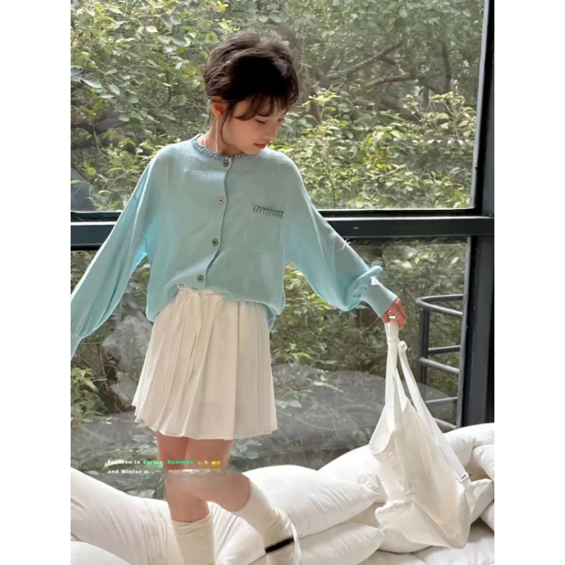 242S190-1新款时尚白色百褶裙