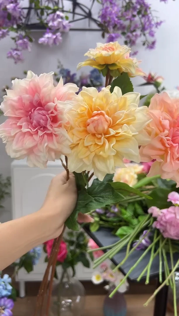 3枝混色手感保湿大丽花