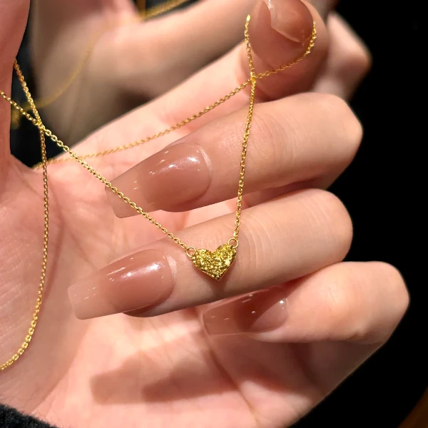 铜合金项链 新款爆闪碎碎冰爱心项链女款精美百搭不掉色520礼物